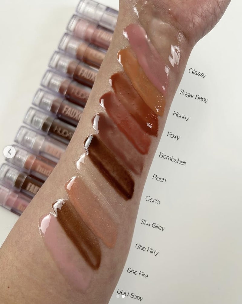 Huda Beauty Faux Filler Extra Shine Lip Gloss - Honey (light peachy nude) .13 oz / 3.9 ml - Image 2