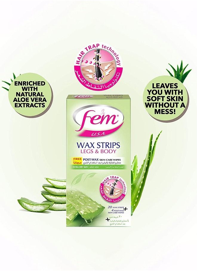 FEM USA Body Wax Strips | Enriched With Aloe Vera | For Dry Skin - 20 strips With Post-Wax Skin Wipes - pzsku/ZF0AC93C6AFCEAA3862C8Z/45/_/1679659076/86fd721d-54f3-43f0-89f7-03efd4388fc7