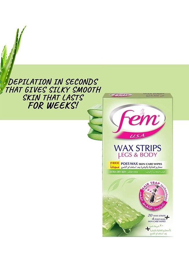 FEM USA Body Wax Strips | Enriched With Aloe Vera | For Dry Skin - 20 strips With Post-Wax Skin Wipes - pzsku/ZF0AC93C6AFCEAA3862C8Z/45/_/1679659077/7f2af29d-3982-4f3a-a190-e6a567d5bb9e