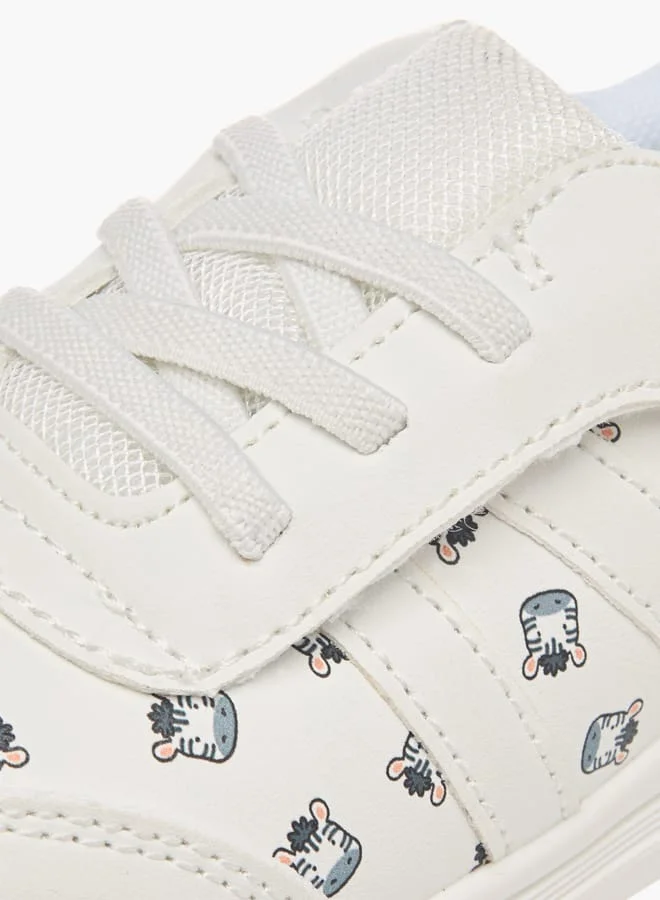 Barefeet Boys All-Over Animal Print Sneakers With Hook And Loop Closure