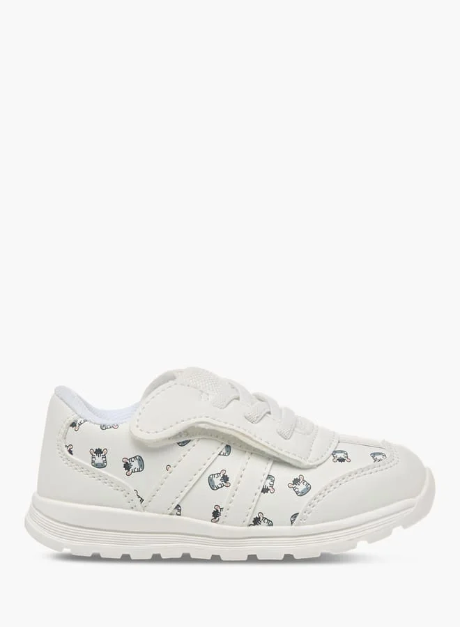 Barefeet Boys All-Over Animal Print Sneakers With Hook And Loop Closure