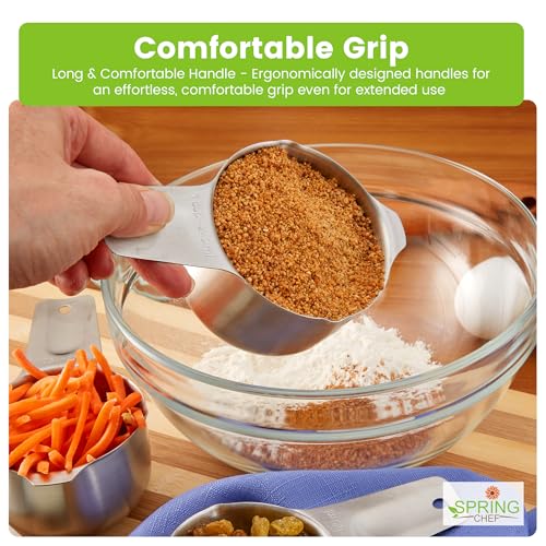 Spring Chef Stainless Steel Measuring Cups Set of 7 with Pour Spout - Nesting Kitchen Tools with Easy Read Markings to Measure Dry or Liquid Ingredients - Metal Measuring Cups for Baking & Cooking - Image 5