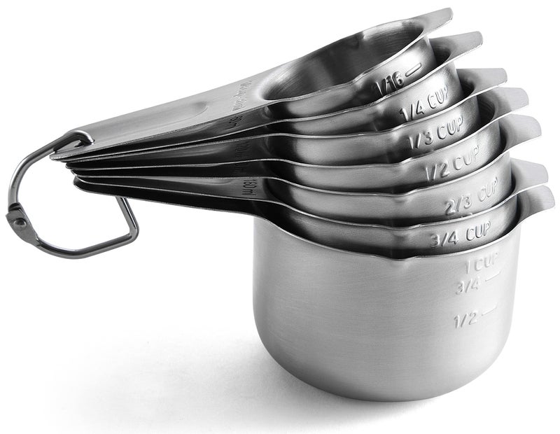 Spring Chef Stainless Steel Measuring Cups Set of 7 with Pour Spout - Nesting Kitchen Tools with Easy Read Markings to Measure Dry or Liquid Ingredients - Metal Measuring Cups for Baking & Cooking - Image 1