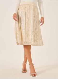 Styli Sequin Embellished A-Line Midi Skirt  - Image 2