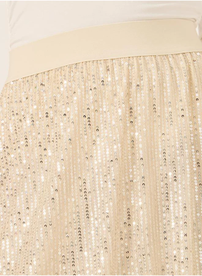 Styli Sequin Embellished A-Line Midi Skirt