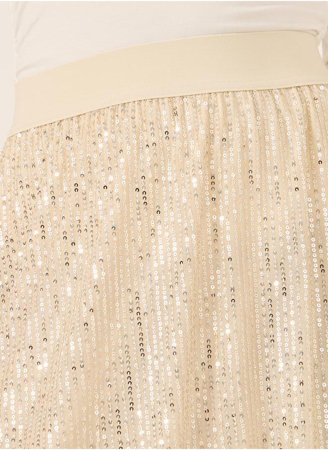 Styli Sequin Embellished A-Line Midi Skirt  - Image 3
