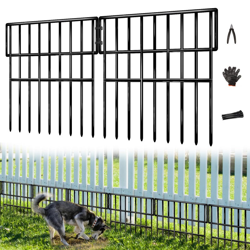 NANYEZH 25 Panels Animal Barrier Fence, 27 Ft(L) X 13 in(H) No Dig Garden Edging Border for Yard, Anti Digging Defense Barrier, Rustproof Metal Outdoor Decorative Garden Fences for Dogs, Rabbits - Image 1