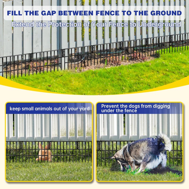 NANYEZH 25 Panels Animal Barrier Fence, 27 Ft(L) X 13 in(H) No Dig Garden Edging Border for Yard, Anti Digging Defense Barrier, Rustproof Metal Outdoor Decorative Garden Fences for Dogs, Rabbits - Image 2