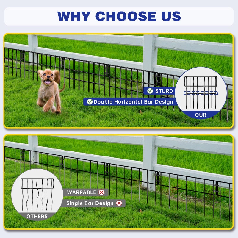 NANYEZH 25 Panels Animal Barrier Fence, 27 Ft(L) X 13 in(H) No Dig Garden Edging Border for Yard, Anti Digging Defense Barrier, Rustproof Metal Outdoor Decorative Garden Fences for Dogs, Rabbits - Image 5