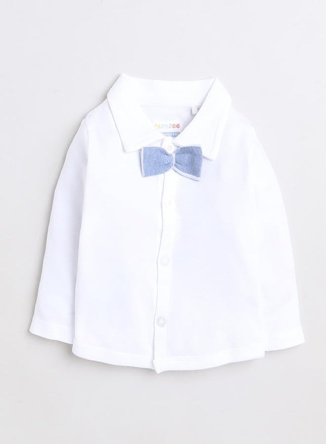 BUMZEE Sky Blue & White Boys Full Sleeves Shirt Pant Set With Suspender & Cap Age - 12-18 Months (Peb8582D-sbl.wht) - Image 2