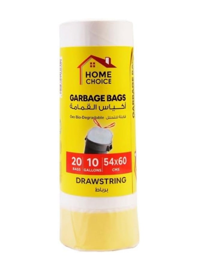 HOME CHOICE 10 Gallons, Pack of 20-Pieces, Size 54*60 cm, Drawstring Garbage Bags Rolls, Bio-Degradable, Bin Liners with Ribbon Neck Tie - Image 2