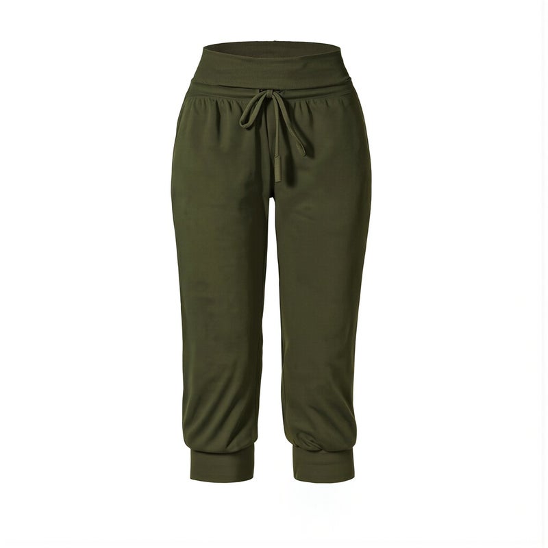 Womens Casual Cropped Pants Multi Scene Use Yoga Walking Home Workout Comfy Beige - Image 1