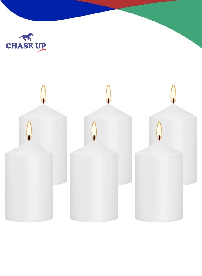 Pillar Candles (Set of 6) White Wax unscented Candles, 2 x 2 Inch Decorative Tall Candles, Perfect for Birthday Cake Decoration, Perfect Candle Gift Set for Celebrations and to add atmosphere to everyday home decor
