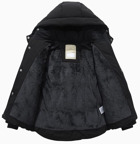 BYLESIN Kids Boy's Winter Waterproof Puffy Cotton Jacket Fleece Lined Lightweight Down Coat Thick Hooded Outdoor Coat - Image 3
