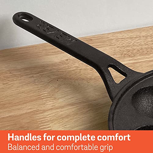 Meyer Pre Seasoned Cast Iron 7 Cavity Appam Patra Paniyarakkal | Paniyaram | Appam Pan | Pan Cake Maker | Appam Maker | Ponganal Maker | Kuzhi | Paddu Tawa Single Handle, 20cm (Black) - Image 5
