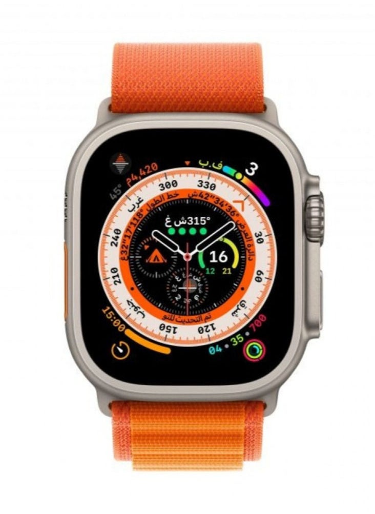 BC ULTRA Smart Watch Series 8 With A Full Screen Wireless Charging And Supports GPS With An Additional Bracelet Silver / Orange -  Size 49 mm / 2.05 Inch