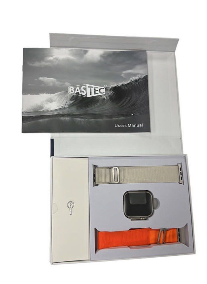 BC ULTRA Smart Watch Series 8 With A Full Screen Wireless Charging And Supports GPS With An Additional Bracelet Silver / Orange -  Size 49 mm / 2.05 Inch