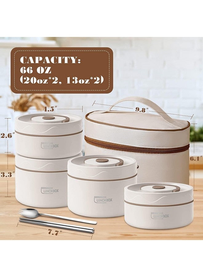 daiDokoro Plastic 4 Insulated Container Lunch Box Set With Thermal Bag & Cutlery For Students/Office/College/Picnic - (Cream, 2500 Ml) - Image 2