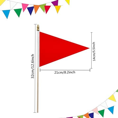 LyButty 20 Pack Solid Color Blank Pennant Flags Set on Wood Stick Small Mini Plain White Red Orange Blue Yellow Green Black Purple Pink DIY Graffiti Flags,5x8 Inch - Image 2