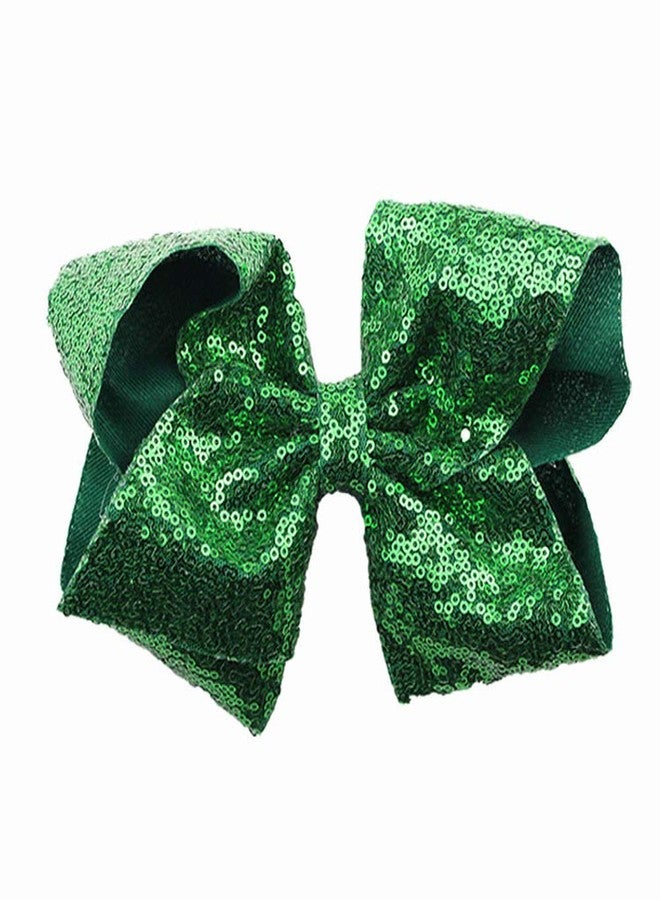 IRIDESCENT Party Hair Bows Clips 2pcs Large Bling Sparkly Glitter Sequins Alligator Nylon Mesh Ribbon Bowknot Hairpins for Baby Girls Kids Children Christmas Red Green - Image 4