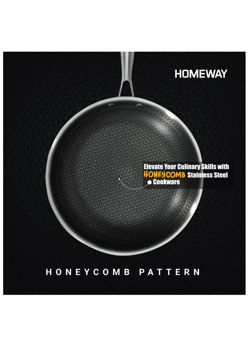 Homeway 28CM Stainless Steel Honeycomb Fry Pan – Nonstick, Induction & Gas Compatible With Super Durable&Highly Scratch Resistent - Image 3