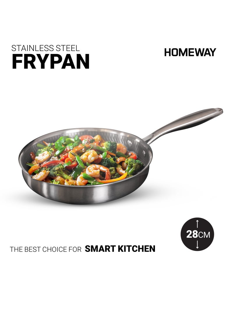 Homeway 28CM Stainless Steel Honeycomb Fry Pan – Nonstick, Induction & Gas Compatible With Super Durable&Highly Scratch Resistent - Image 1