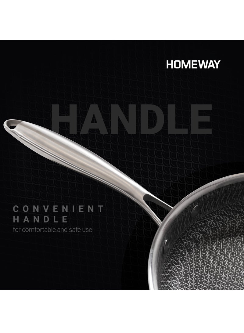 Homeway 28CM Stainless Steel Honeycomb Fry Pan – Nonstick, Induction & Gas Compatible With Super Durable&Highly Scratch Resistent - Image 4