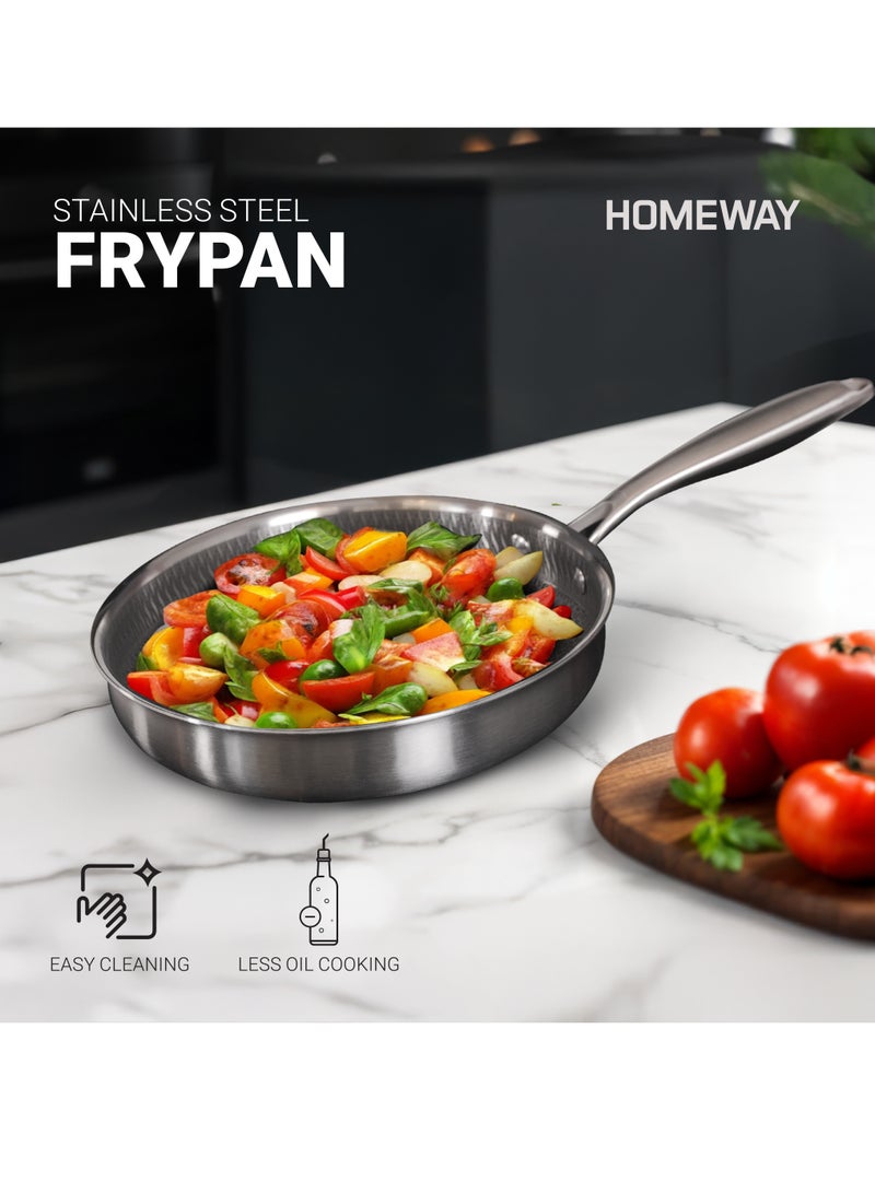 Homeway 28CM Stainless Steel Honeycomb Fry Pan – Nonstick, Induction & Gas Compatible With Super Durable&Highly Scratch Resistent - Image 2