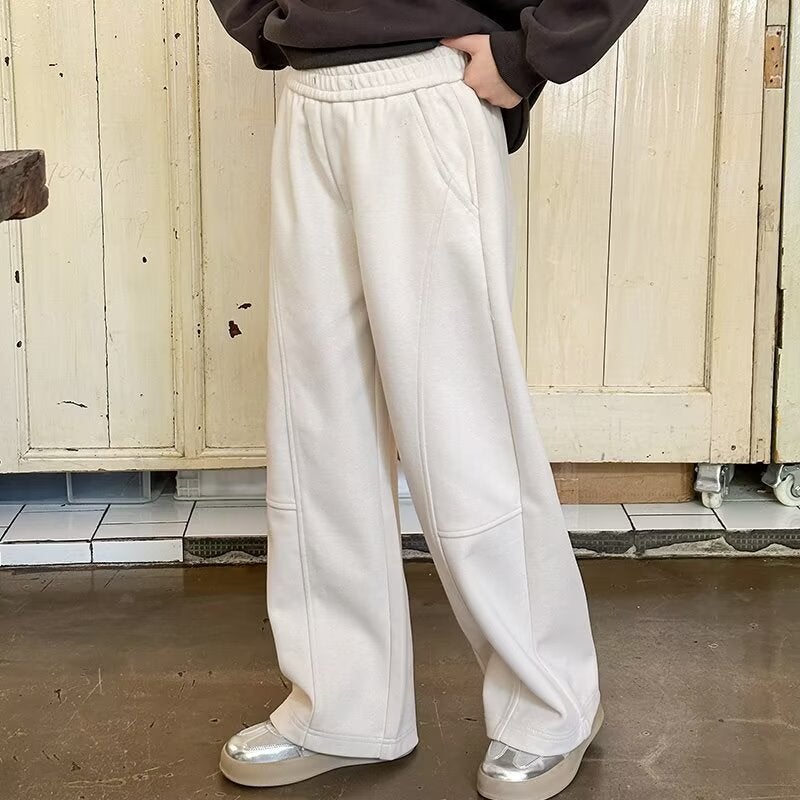 Girls' Pants Autumn Children'S Fleece-Lined Pants Loose Straight Pants Children'S Casual Pants Tide - Image 1