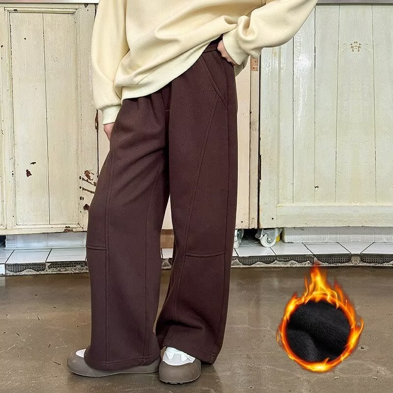 Girls' Pants Autumn Children'S Fleece-Lined Pants Loose Straight Pants Children'S Casual Pants Tide - Image 4