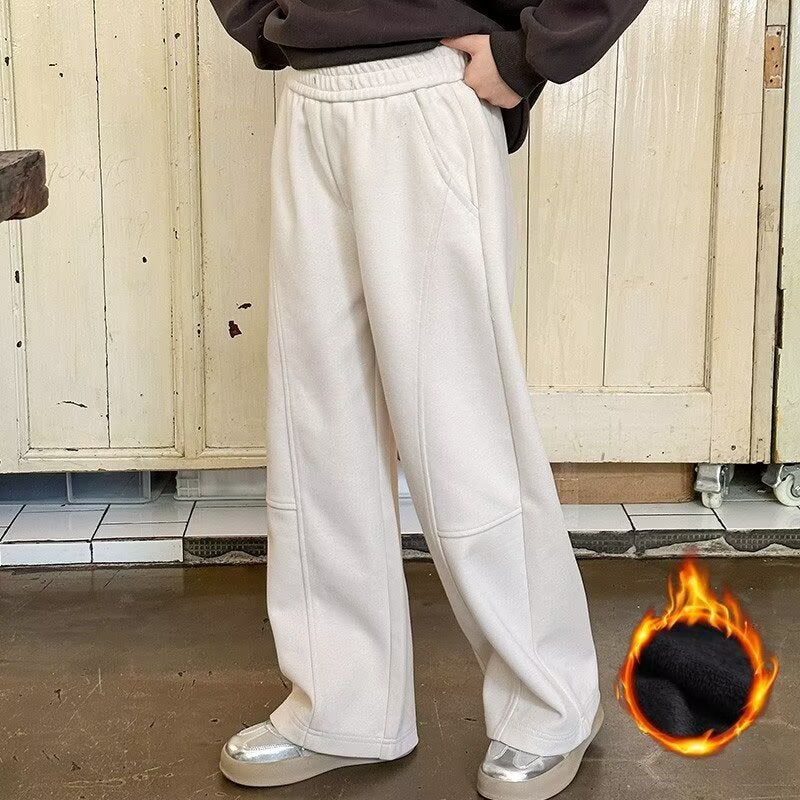 Girls' Pants Autumn Children'S Fleece-Lined Pants Loose Straight Pants Children'S Casual Pants Tide - Image 2