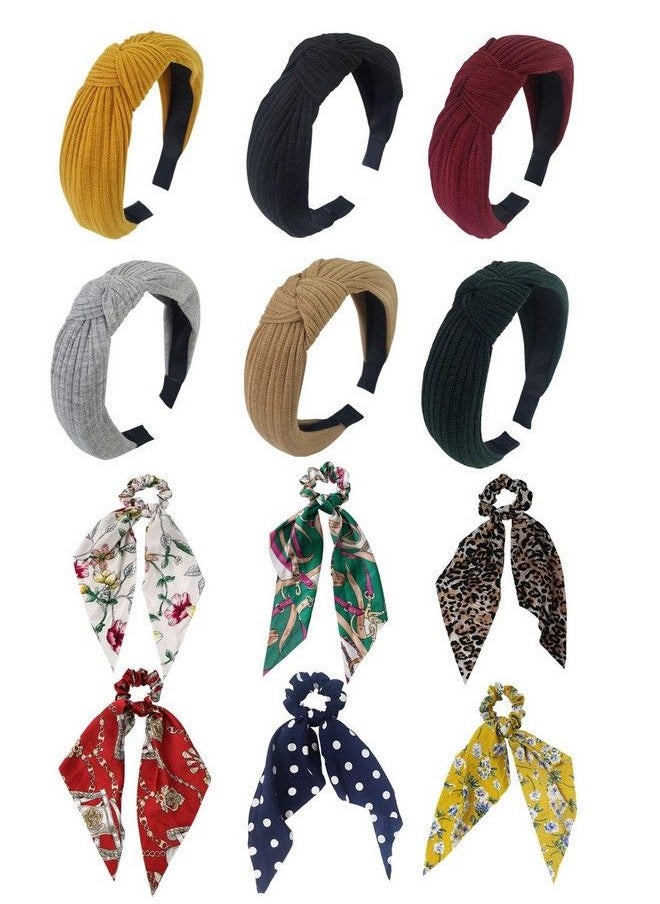 GETACOTA - 12 Pieces Knot Headbands Boho Bands Criss Cross Twisted Head Bands Bowknot Hair Scrunchies Scarf Chiffon Satin Long Tail Elastics Ribbon Ear Bow Scrunchy Ponytail Accessories For Women(Mul_318) - Image 1