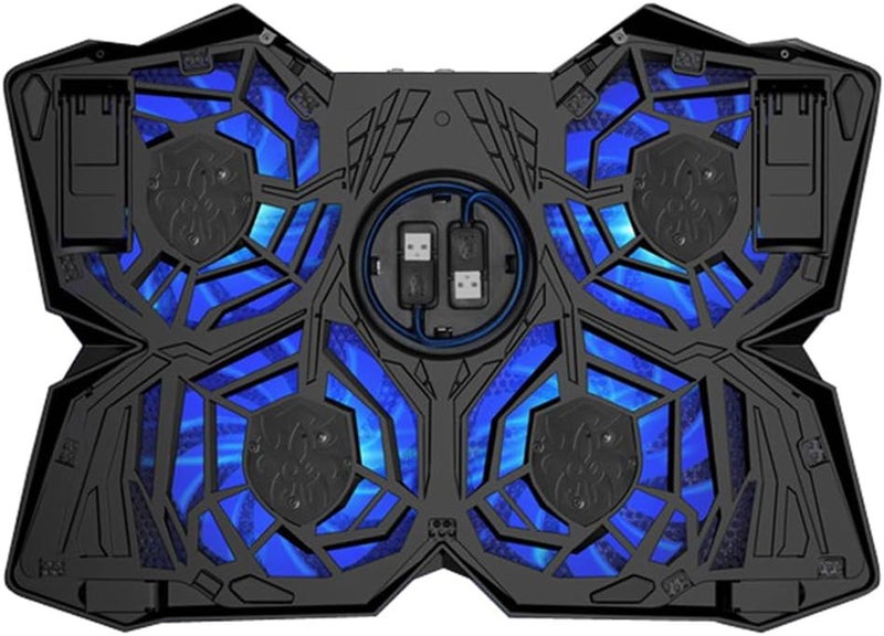 BAGGRA Goofly USB Powered Slim Flat Notebook Laptop Cooler Cooling Pad Radiator Notebook Stand Holder with LED Four Fans for 17inch Laptop Gaming Daily Use - Image 1