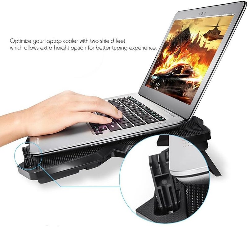 BAGGRA Goofly USB Powered Slim Flat Notebook Laptop Cooler Cooling Pad Radiator Notebook Stand Holder with LED Four Fans for 17inch Laptop Gaming Daily Use - Image 2