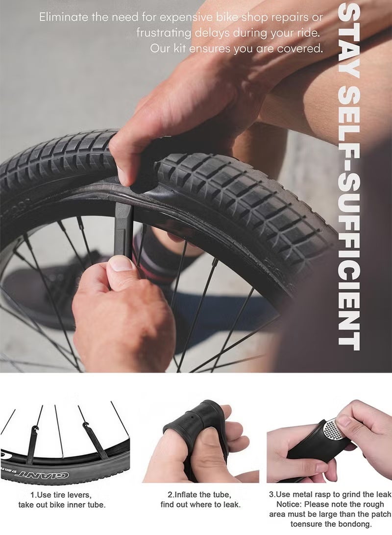 مجموعة إصلاح الدراجات، حقيبة إصلاح الدراجات مع مضخة إطارات، مجموعة أدوات الدراجات للتخييم والسفر، أداة متعددة الاستخدامات للدراجات 16 في 1، مجموعة إصلاح إطارات الدراجات، مفاتيح ألين 4 مم و5 مم، تُستخدم للدراجات الجبلية ودراجات الطرق - Image 2