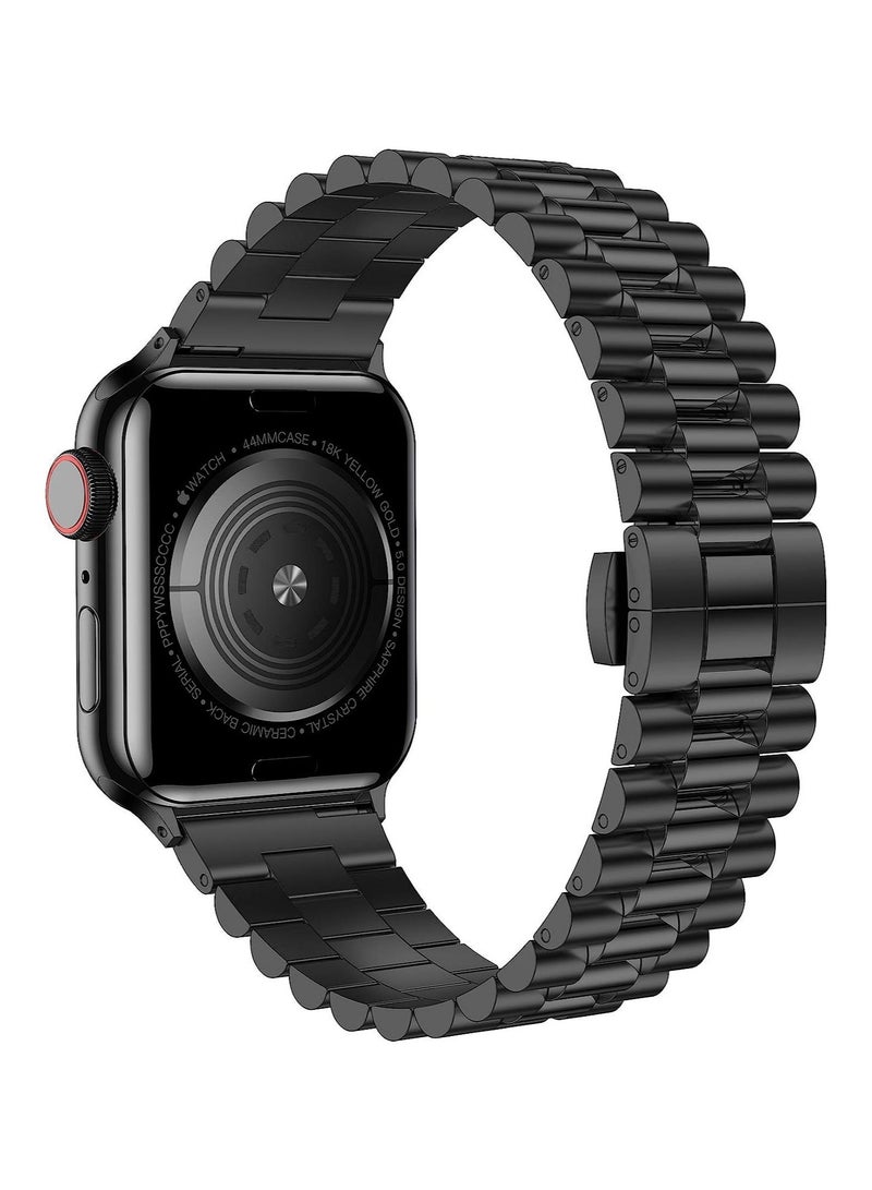 Stainless Steel Apple Watch Band with Butterfly Folding Clasp – Compatible with Series 5/4/3/2/1, 44mm and 42mm - Image 2