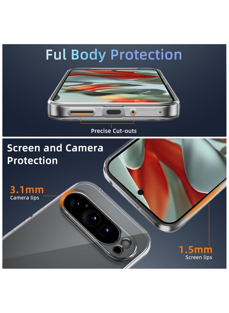 For Google Pixel 9 Pro Transparent Tpu Silicone Back Cover , Anti Yellowing And High Protective From Shocks Compatible With Google Pixel 9 Pro (6.3'') (Transparent) - Image 4