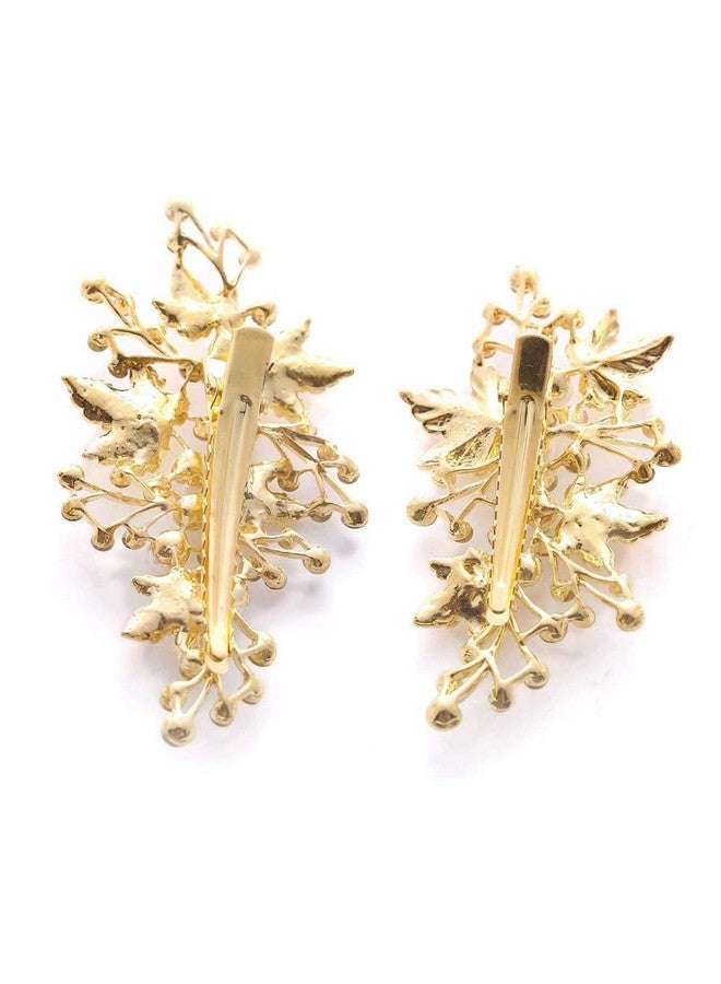 Sppry Wedding Hair Clips (2 Pcs) Rhinestone Pearl Hair Accessories For Bridal Women (Gold) - Image 4
