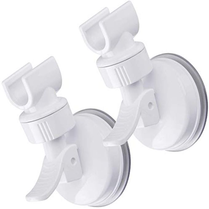 ADJUSTABLE SHOWER HEAD HOLDER BATHROOM SUCTION CUP HANDHELD SHOWER HEAD BRACKET REMOVABLE HANDHELD SHOWERHEAD WALL MOUNTED SUCTION BRACKET 2PCS WHITE