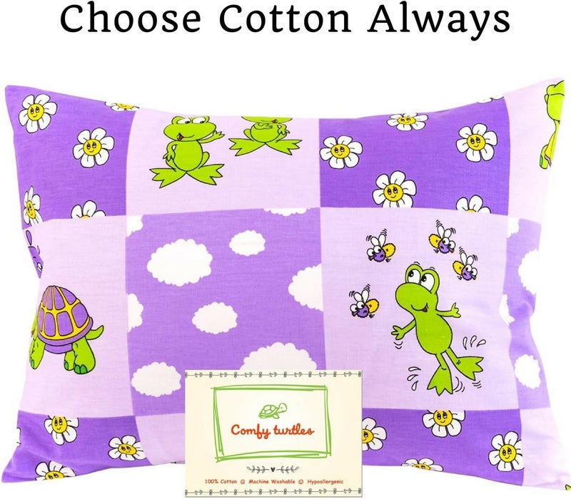 Comfy Turtles Toddler Pillowcase 13x18 by , 100 Natural Cotton, or Get a Smile from a Kid with Cute Animals of this Soft Pillow Cover for Boys and Girls (Mauve Turtles) - Image 2