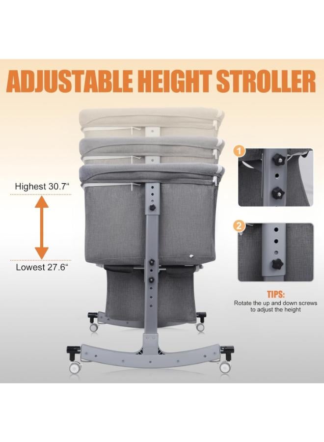 Adjustable Bedside Bassinet Baby Crib with Mosquito Net and Wheels - Image 5