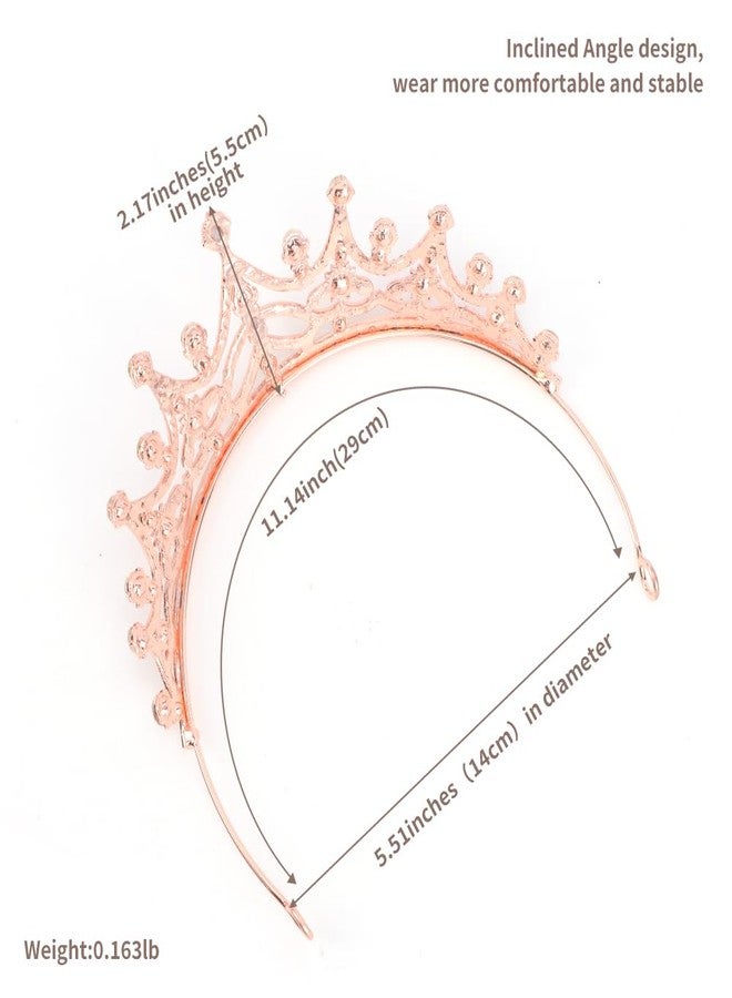 Ahoney Rose Gold Crown Wedding Tiara for Women Metal Crystal Princess Bride Quinceanera Headpieces Birthday Prom Pageant Halloween - Image 4