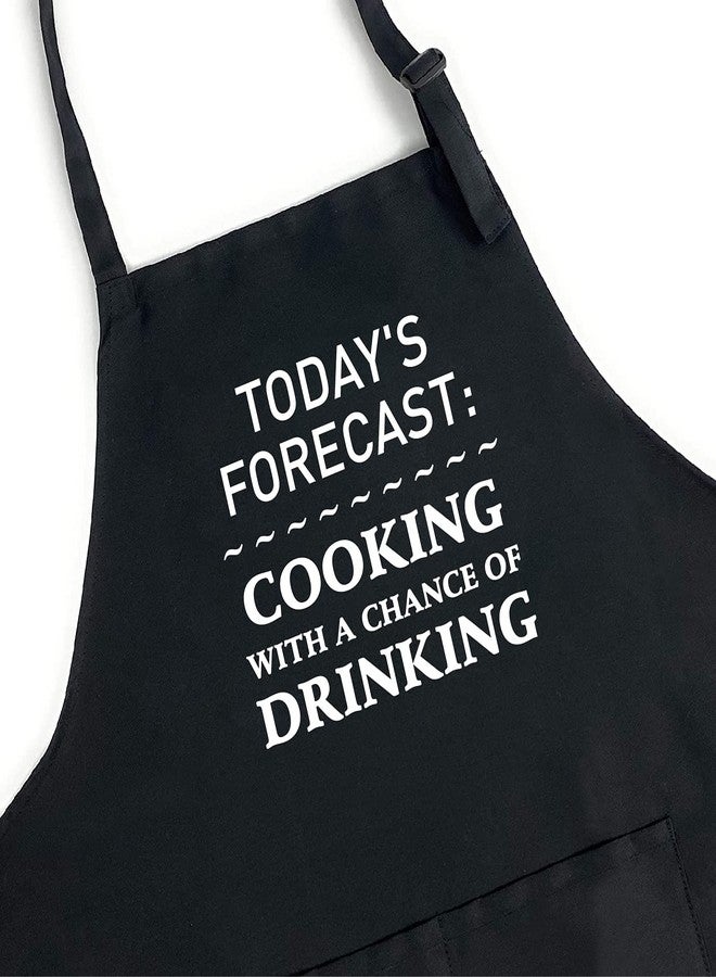 XBPDMWIN Funny Aprons for Men, Mens BBQ Aprons Cooking with A Chance of Drinking, Fully Adjustable, Two Pockets, Extra Long Ties - Image 2
