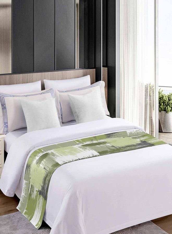 Homechoid Sage Green Bed Runner for King Size Bed, Bedspread Protector Slipcover Bed Scarf for Foot Bed Runners & Scarves for Bedroom Hotel Wedding Room 102x20 Inches Gradient White Farmhouse Country Smear Art - Image 4