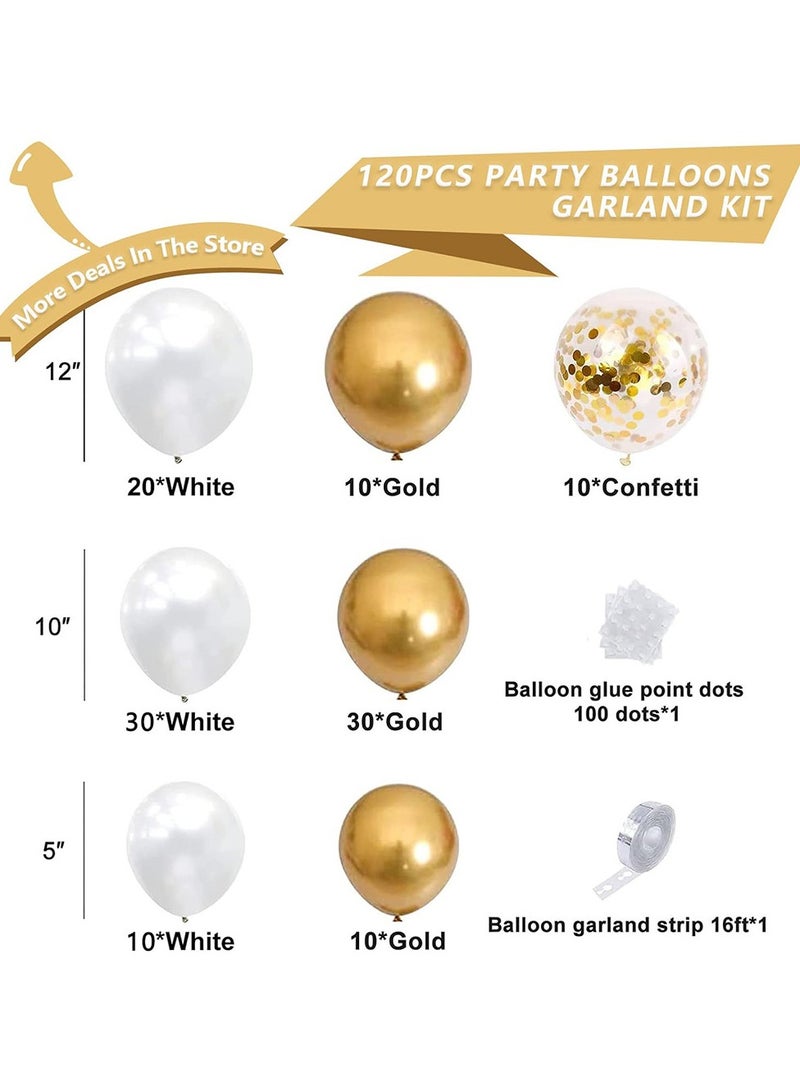جيج بي في 120pcs أبيض الذهب البالون القوس مجموعة مجموعة موضوع الديكور معكرون ناعم البالون البالون البالون الزفاف - Image 2