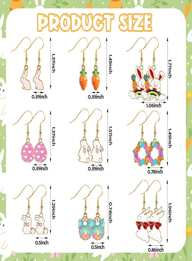 ONEHAUS 9 Pairs Easter Earrings for Women, Cute Bunny Eggs Rabbit Drop Dangle Earrings Easter Gifts Basket Stuffers, Jewelry Gift Ideas for Adults Teens - Image 2