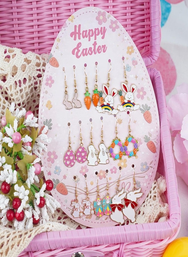 ONEHAUS 9 Pairs Easter Earrings for Women, Cute Bunny Eggs Rabbit Drop Dangle Earrings Easter Gifts Basket Stuffers, Jewelry Gift Ideas for Adults Teens - Image 5
