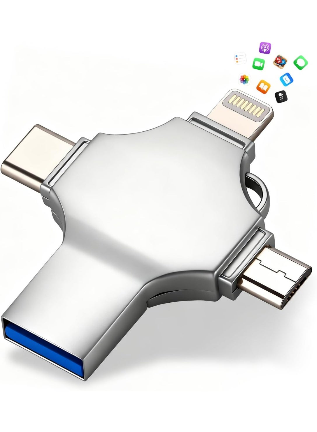 USB Flash Drive USB 3.0 High-Speed Thumb drive Portable mini Storage Device Four in One USB External Storage Suitable for Android iPhone iPad MacBook PC Other Devices
