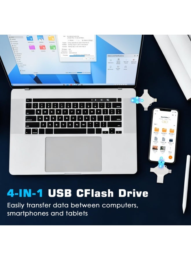 انسجام ذاكرة فلاش USB 3.0 عالية السرعة، جهاز تخزين صغير محمول، أربعة في واحد، وحدة تخزين خارجية USB، مناسبة لأجهزة أندرويد، آيفون، آيباد، ماك بوك، الكمبيوتر الشخصي، وغيرها من الأجهزة - Image 5