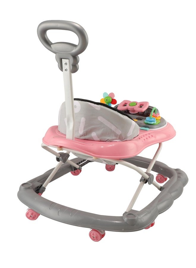 JoyRide Kidzoo BabyGo Musical mini Explorer Walker Compact Foldable Activity Walker with Adjustable Height & Parental Handle for Boys|Girls Age 6+ Months Pink - Image 4